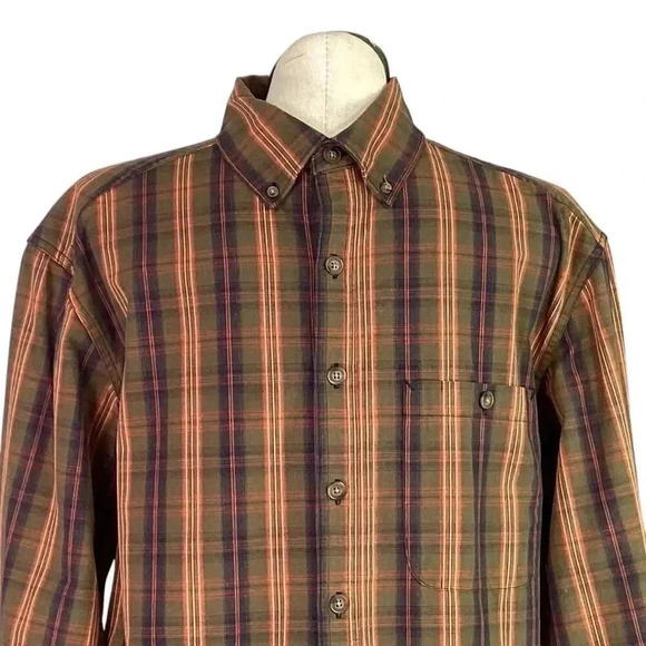 CE Schmidt Workwear Shirt Men L Green Plaid Cotton Blend Button Down Pocket - Picture 2 of 7